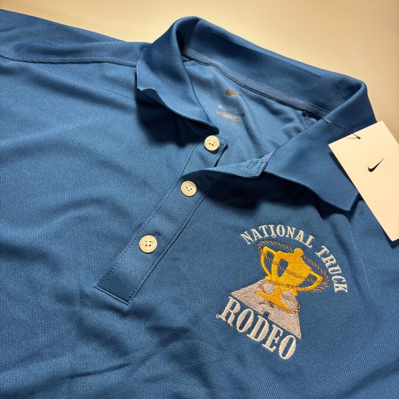 Nike National Truck Rodeo Polo Shirt Mens XL Blue Embroidered Short Sleeve NWT - Picture 1 of 11